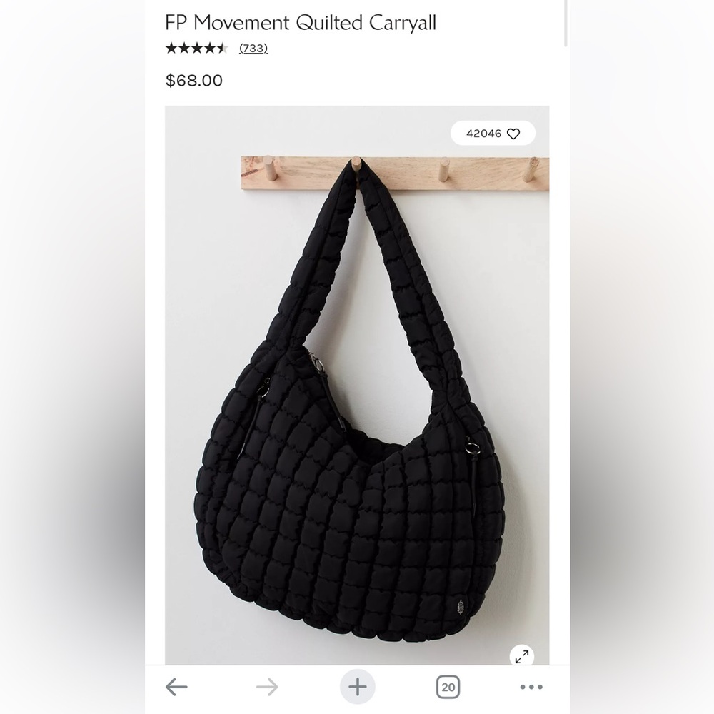FP Movement by Free People quilted carry all bag in black.